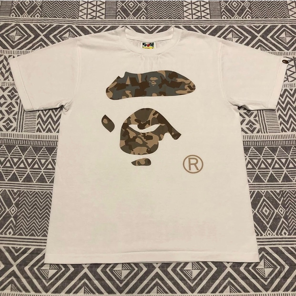 A Bathing Ape Bape Camo Ape Face Tee Shirt Size Small - Picture 1 of 9